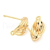 Brass Micro Pave Cubic Zirconia Stud Earring Findings KK-U015-07G-2