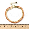 Brass Beaded Double Strand Bracelets BJEW-U040-02G-02-5