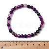 3Pcs 3 Style Natural Amethyst & Black Agate Round Beaded Stretch Bracelets Set PW23030762789-2