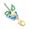 Plumeria Polymer Clay & Glass Seed Beaded Pendant Decorations HJEW-MZ00220-5