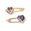 Heart Shaped Glass Connector Charms KK-B074-74G-03-1