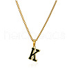304 Stainless Steel Black Enamel Initial Pendant Twisted Chain Necklaces WG978E8-11-1