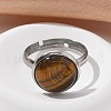 Half Round Natural Tiger Eye Finger Rings X-RJEW-M062-01P-08-4