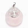 Natural Rose Quartz Pendants G-F573-C12-2