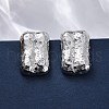 Rectangle Brass Micro Pave Cubic Zirconia Stud Earrings EJEW-R025-21P-1