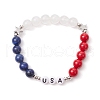 Natural Dyed Mashan Jade & Lapis Lazuli & Quartz Crystal Round Bead Stretch Bracelets for Women Men BJEW-TA00596-2