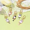 Cat Alloy Enamel Pendant Decorations HJEW-FZ00010-3