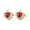 Brass Micro Pave Cubic Zirconia Pendants with Enamel KK-Q039-01G-1