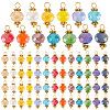Faceted Glass Faceted Round Charms with Golden Tone Brass Loops PALLOY-HY00009-1