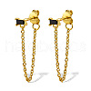 Real 18K Gold Plated 925 Sterling Silver Chains Front Back Stud Earrings PA4661-1-3