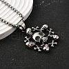 304 Stainless Steel Skull Pendant Necklaces for Women Men NJEW-Z076-01AS-2