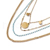 Synthetic Turquoise Sun Pendant Multi Layered Necklace with Plastic Beaded NJEW-P269-18B-G-3