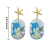 4 Pairs 4 Styles Epoxy Resin(with Dried Flower inside) & Cellulose Acetate(Resin) Dangle Stud Earring Sets EJEW-SZ0001-33-2