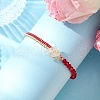 Faceted Bicone Glass with Round Glass Seed Beads Braided Bead Bracelets BJEW-MZ00164-07-1