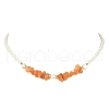Natural Mixed Gemstone Chips & Pearl Beaded Necklace NJEW-JN04359-4