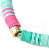 Polymer Clay Disc Beaded Stretch Bracelets BJEW-JB09637-2