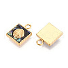 304 Stainless Steel Pave Natural Paua Shell Square with Shell Shape Charms STAS-N112-23B-G-2