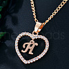 Alloy Crystal Rhinestone Heart with Initial Pendant Necklaces WGD4CFD-08-1