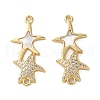 Brass Micro Pave Clear Cubic Zirconia Double Starfish Connector Charms KK-U070-08G-1