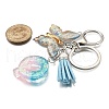 26Pcs Transparent Epoxy Resin & Transparent Acrylic & Faux Suede Tassel Keychain KEYC-JKC01202-17-3