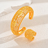 Vintage Alloy Hollow Carved Flower Cuff Bangles & Rings Sets for Women Wedding HJ5004-5