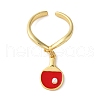 Brass Enamel Open Cuff Rings for Women RJEW-U057-27G-4