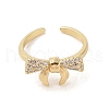 Bowknot Brass Micro Pave Clear Cubic Zirconia Open Cuff Rings RJEW-S417-04G-2