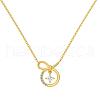 Round Ring 925 Sterling Silver Pave Cubic Zirconia Pendant Necklaces for Women NJEW-F338-01G-2