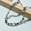 Natural Tourmalinated Quartz Chip Beaded Necklaces for Men Women NJEW-G159-01R-2