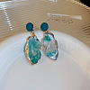Oval with Flat Round Zinc Alloy Dangle Stud Earrings FS-WGBAFE0-02-1
