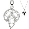   1Pc Rhodium Plated 925 Sterling Silver Pendant Cabochon Settings STER-PH0001-91-1