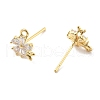 Brass Clear Cubic Zirconia Stud Earring Findings KK-A238-01B-G-2