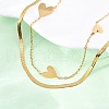 304 Stainless Steel Double Layer Link Chain Necklaces NJEW-R026-01G-03-3