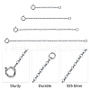 Anti-Tarnish Globleland 4Pcs 4 Styles Sterling Silver Cable Chain Extender STER-GL0001-03-4