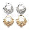 Brass Micro Pave Clear Cubic Zirconia Hoop Earrings EJEW-L234-62A-1