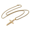 304 Stainless Steel Crystal Rhinestone Religion Cross Pendant Necklaces NJEW-H065-11G-2