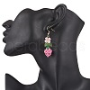 Flower 304 Stainless Steel Glass Seed Beads Dangle Earrings EJEW-MZ00470-05-3