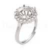 Rack Plating Round Brass Micro Pave Cubic Zirconia Adjustable Ring Components KK-Q819-05P-1