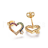 Brass Micro Pave Cubic Zirconia Stud Earrings EJEW-F201-12G-2