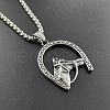 Vintage Stainless Steel Horse Head Pendant Punk Street Necklace Jewelry ZB8161-2