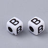 White Opaque Acrylic Beads X-MACR-R869-02B-2