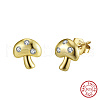 925 Sterling Silver Mushroom Stud Earrings EJEW-C146-07G-2