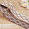 5M Ethnic Style Polyester Rhombus Jacquard Ribbon OCOR-WH0101-19A-4