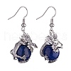 Natural Lapis Lazuli Dragon Dangle Earrings EJEW-A092-06P-04-1