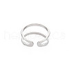 304 Stainless Steel Double Line Open Cuff Ring for Women RJEW-S405-200P-2