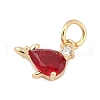 Brass Pave Cubic Zirconia Charms KK-Q096-14A-G-2