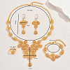 Vintage Alloy Flower Tassel Bracelets & Earrings & Necklaces & Rings Set for Bride Wedding Evening Party US5034-2