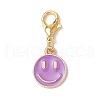 14Pcs 7 Colors Flat Round with Smiling Face Alloy Enamel Pendant Decorations HJEW-JM02585-4