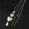 Heart & Teardrop Alloy Plastic Imitation Pearl Pendant Slider Snake Chain Long Necklaces for Women WG79394-01-1