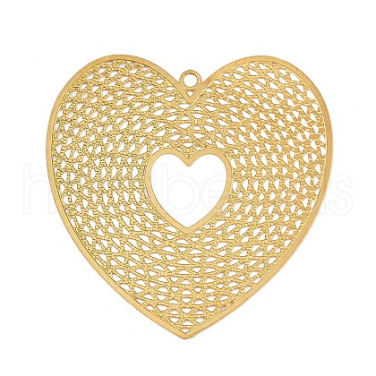 304 Stainless Steel Etched Metal Embellishments Pendants STAS-H236-05G-1